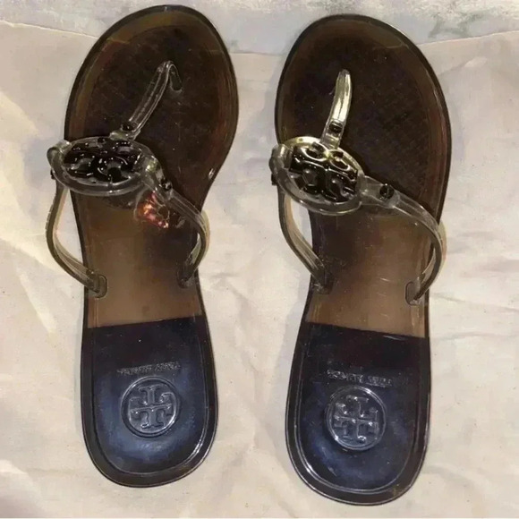 Mini Jelly Miller Tory Burch Smoke Grey 8 Authentic - Picture 1 of 9